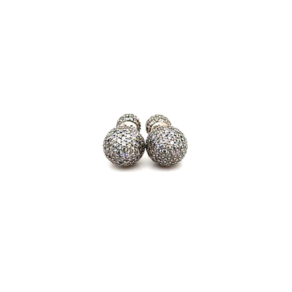 Pandora Sterling Silver Pave Sparkling Double Stud Earrings 290726CZ Retired